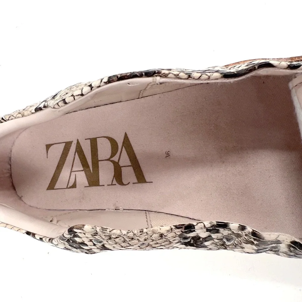 Zara Womens Snakeskin Python Print Low Top Sneaker Lace Up EU 36‎ US 6